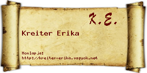 Kreiter Erika névjegykártya